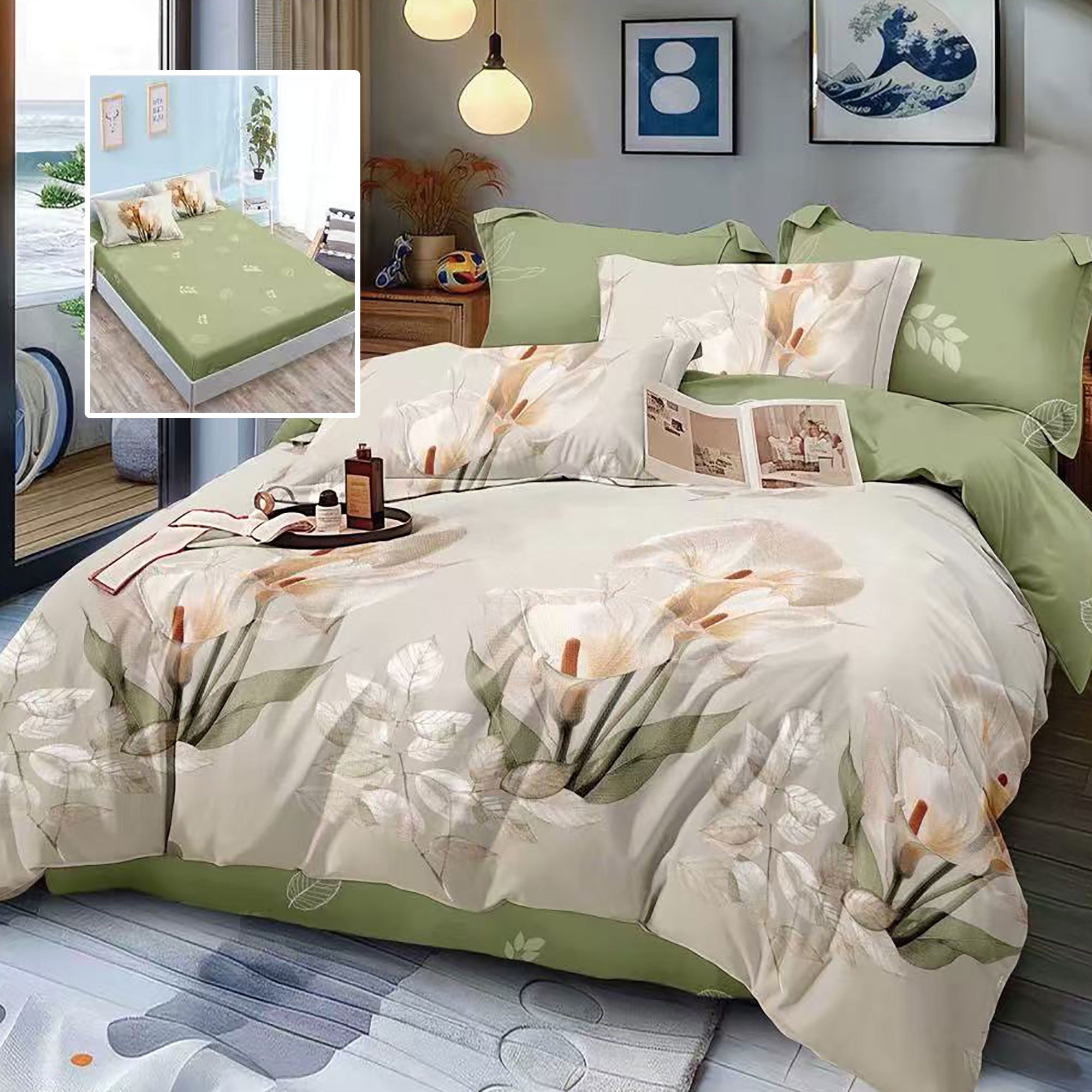 LENJERIE FINET 6 PIESE CU HUSĂ - 160x200 ȘI 180x200 (JORDYN-H)